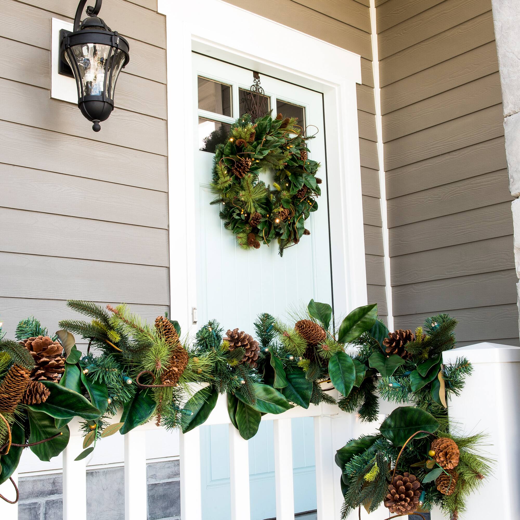Village Lighting 9ft. Pre-Lit LED Magnolia Leaf Garland